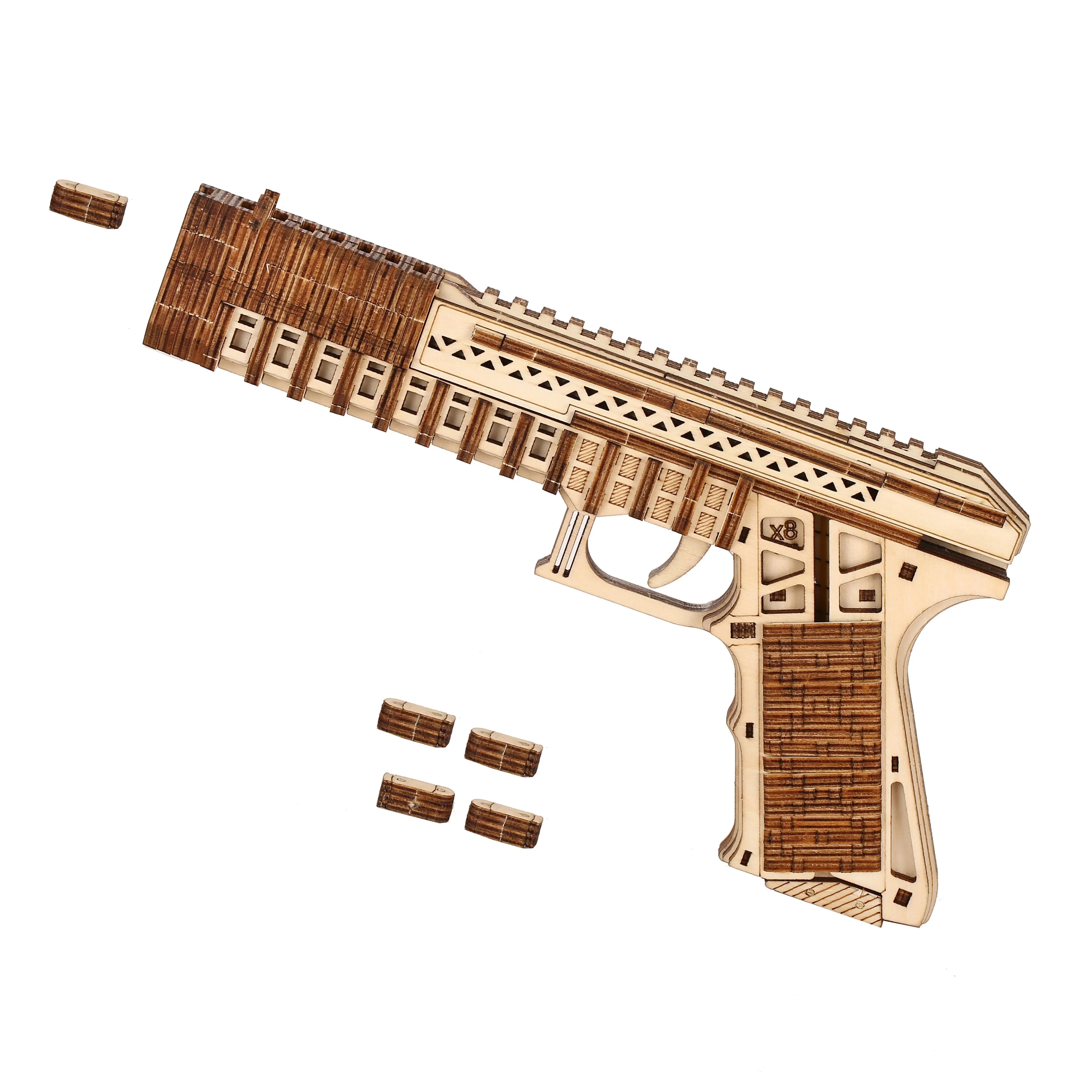 Pistol 3D Wooden Puzzle, Scale Model,DIY Model Kit, Handcraft Gift,Home Decoration,Mechanical Model Kit, Building Toy