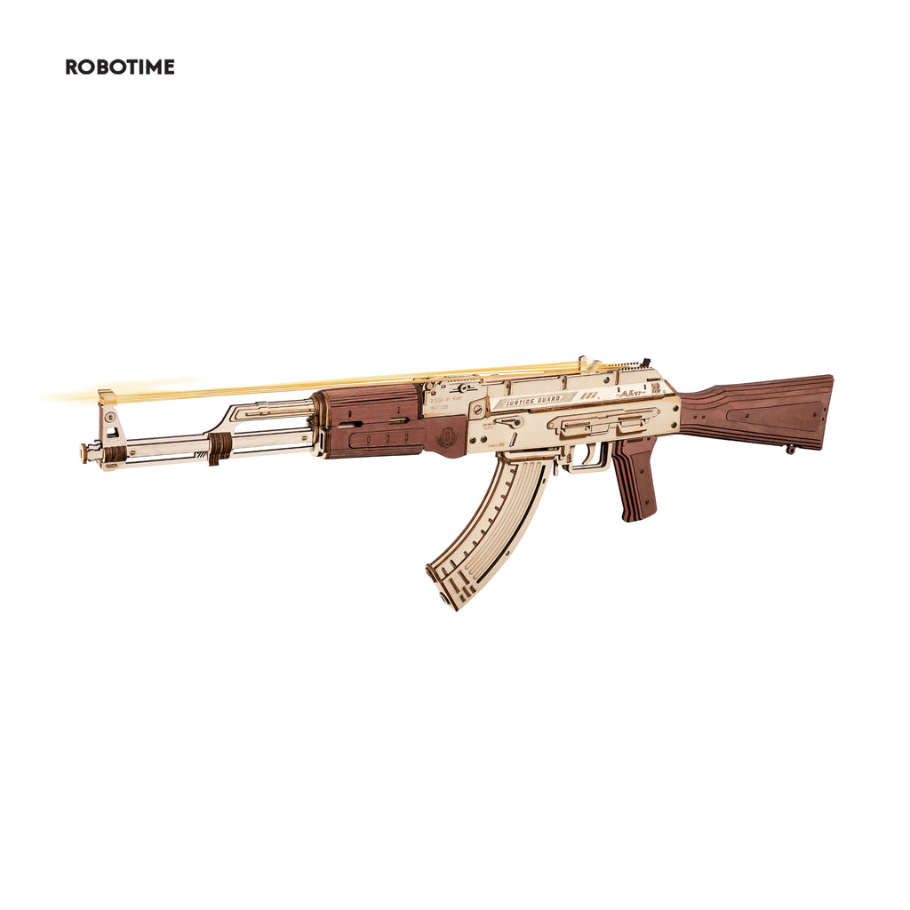 Robotime Rokr Automatic Rifle AK47 3D Wooden Gun Funny DIY Building Block Toys for Kids Adults Justice Guard Wooden PuzzleLQ901