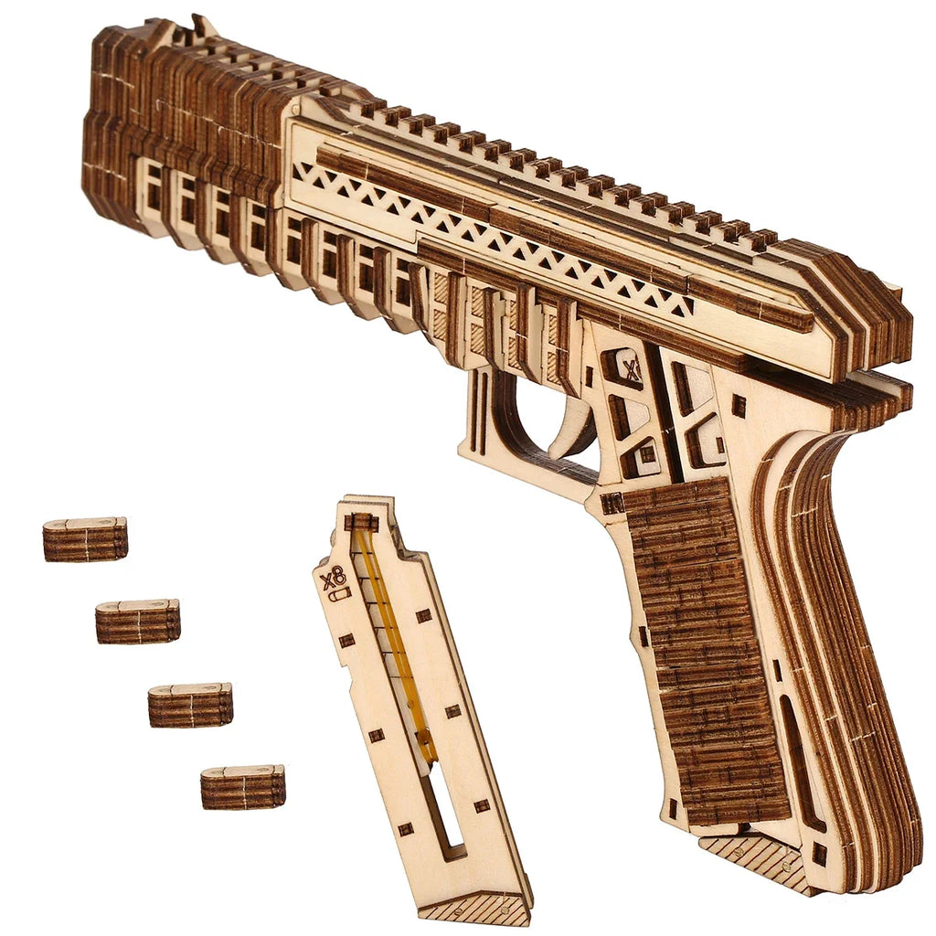 Pistol 3D Wooden Puzzle, Scale Model,DIY Model Kit, Handcraft Gift,Home Decoration,Mechanical Model Kit, Building Toy