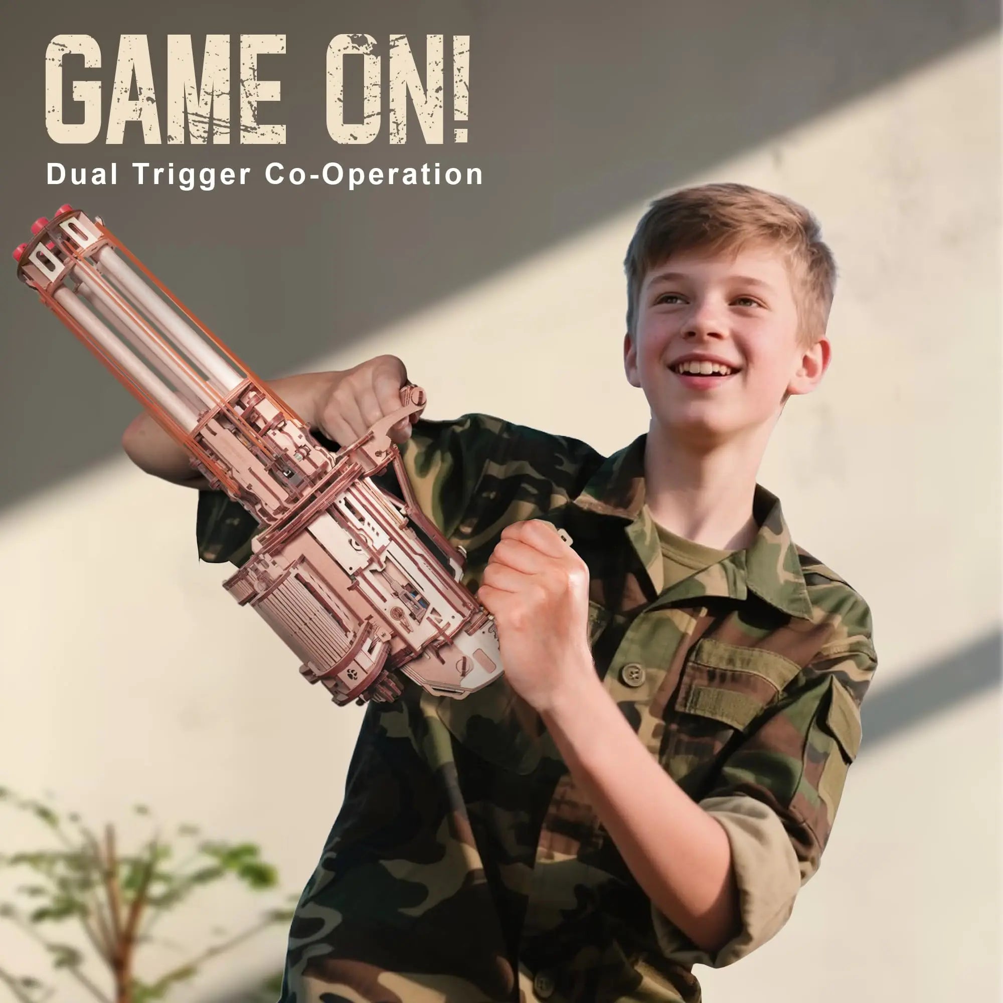 Robotime Rokr Rotating-Barrel Machine Gun Toy with Light 3D Wooden Puzzle for Kids Adults Building Block Rokr Puzzle Kits