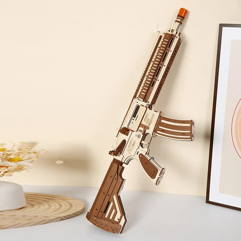 NEW 3D Wooden Puzzle M416 Assault Rifle Military Series Army Equipment Assembly Model Gun Toy Collection for Boy Birthday Gift