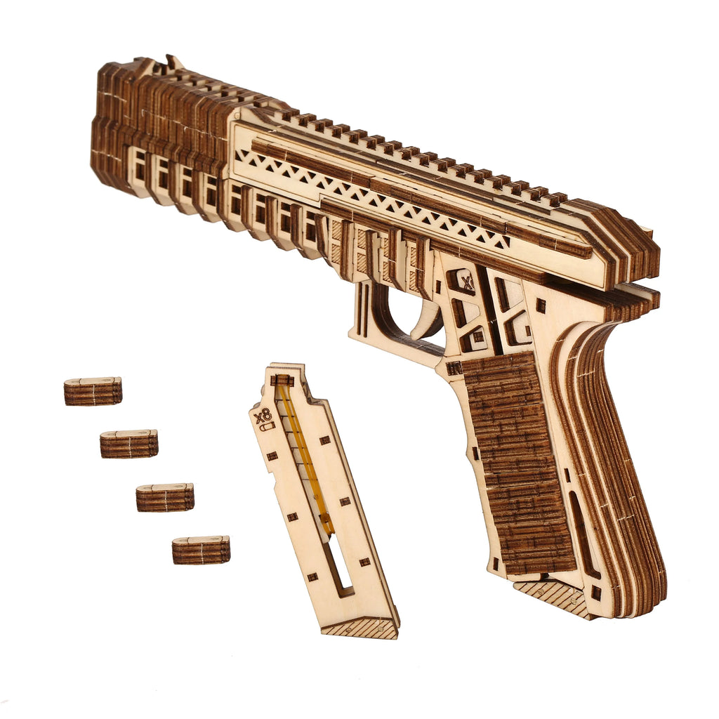 Pistol 3D Wooden Puzzle, Scale Model,DIY Model Kit, Handcraft Gift,Home Decoration,Mechanical Model Kit, Building Toy